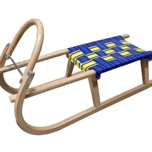 Super Cena Acra sáně 95 cm dřevěné A204 - modro-žluté