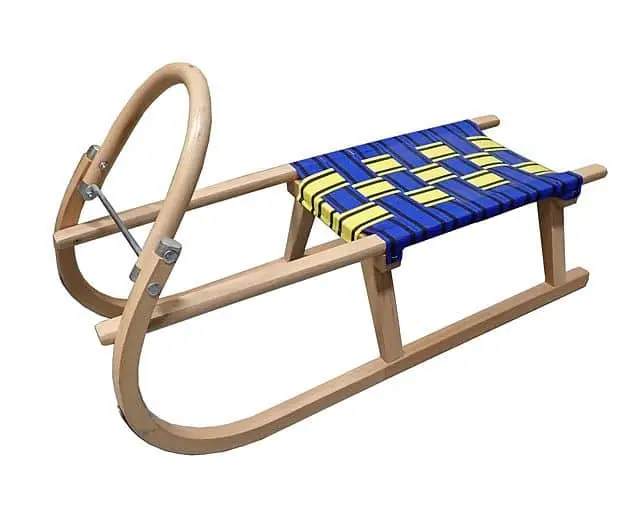 Super Cena Acra sáně 95 cm dřevěné A204 - modro-žluté