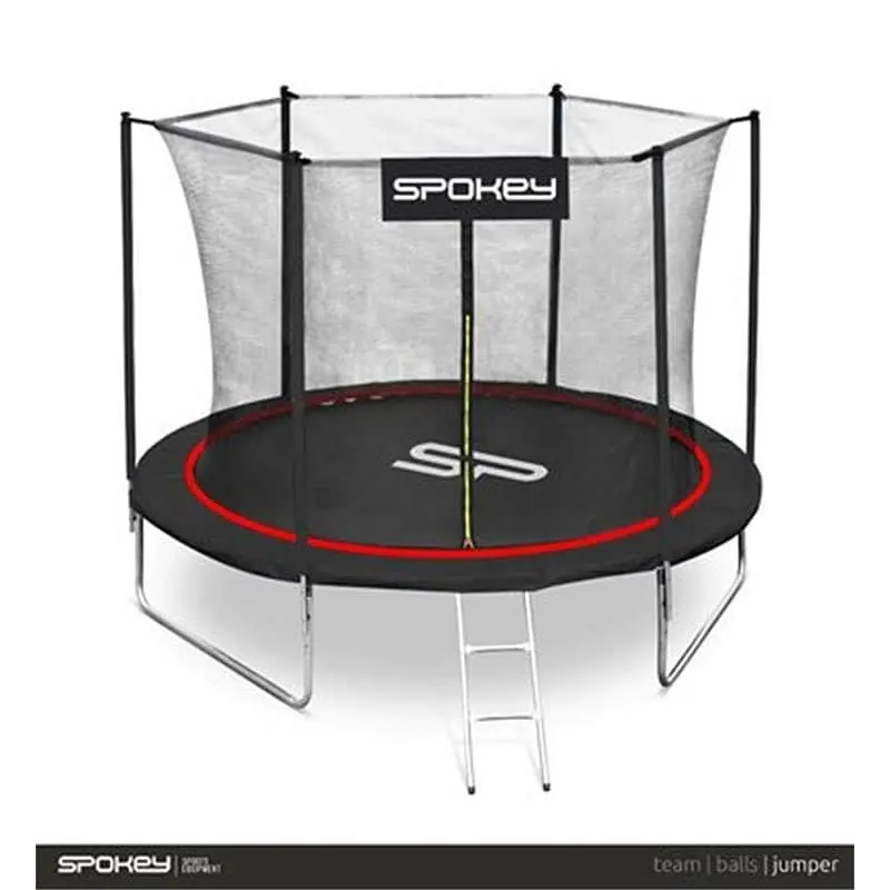 Hit Sezóny Spokey JUMPER Trampolína černo-červená, průměr 244 cm, vč. ochranné sítě a žebříku