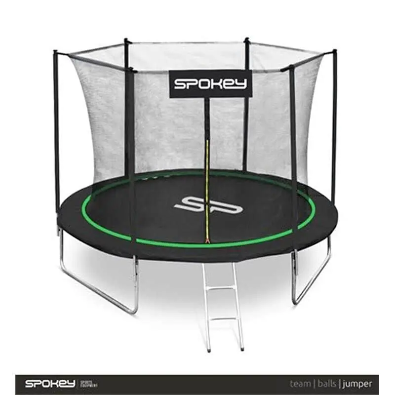 Akční Cena Spokey JUMPER Trampolína černo-zelená, průměr 244 cm, vč. ochranné sítě a žebříku