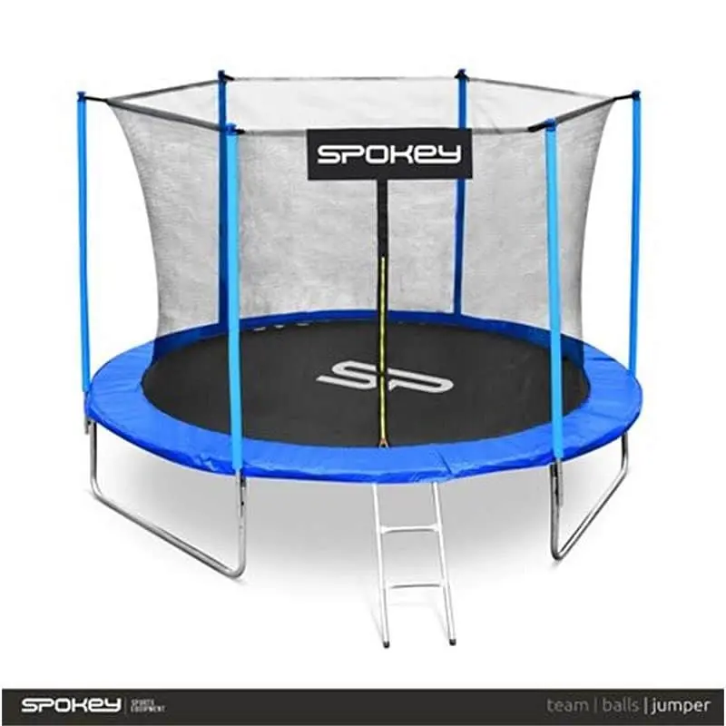 Spokey JUMPER II Trampolína černo-modrá, průměr 305 cm, vč. ochranné sítě a žebříku Omezená Nabídka