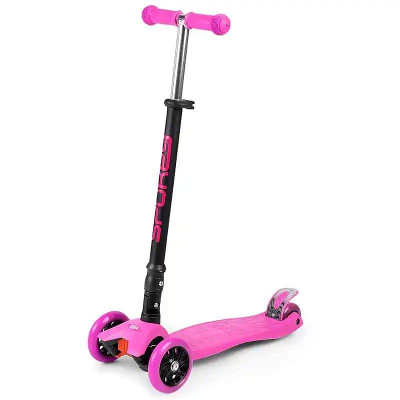 Spokey PLIER Skládací tříkolka dětská se svítícími kolečky, růžová Expresní Doručení