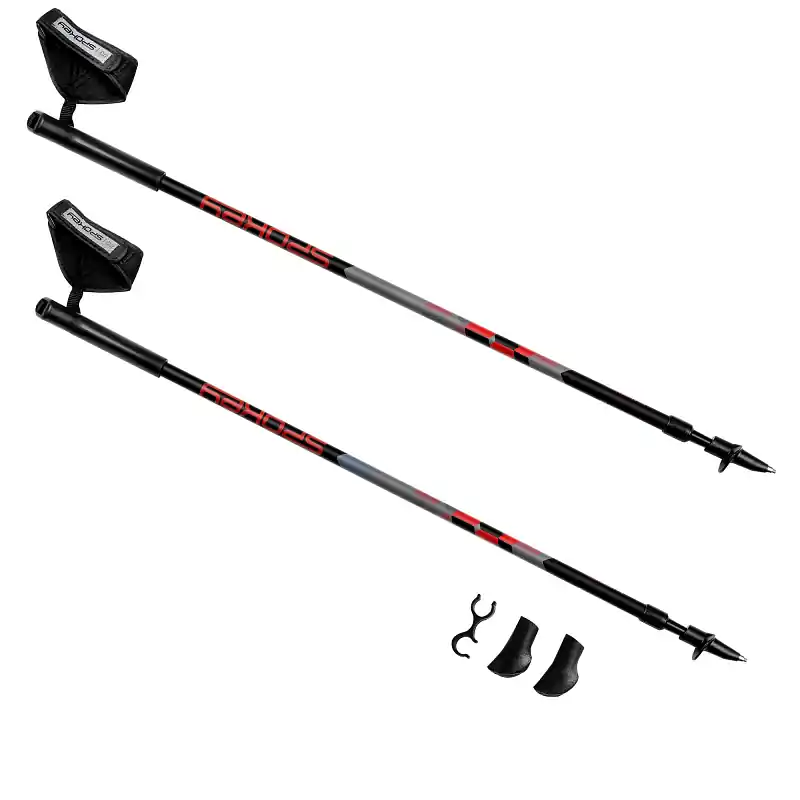 Cenově Výhodný Spokey ZIGZAG II Hole Nordic Walking 2-dílné teleskopické černo-červené, anti-shock