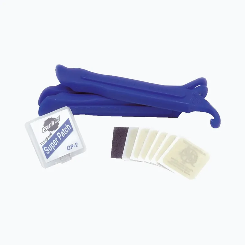 Park Tool TR-1 sada na záplaty vnitřních trubek 3 lžíce + 6 samolepicích záplat GP-2 modrá Ověřený