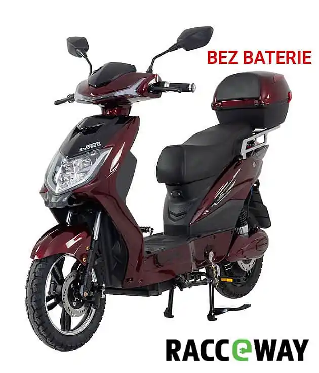 Elektrický motocykl RACCEWAY E-FICHTL, vínový-lesklý - BEZ BATERIE Poslední Šance