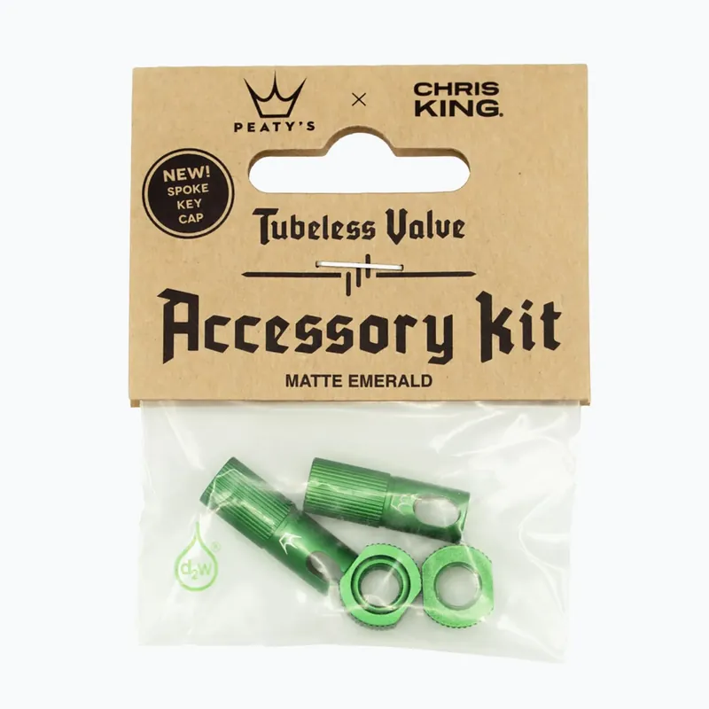 Víčko ventilku pneumatiky Peaty‘S X Chris King Mk2 Tubeless Valves Accessory Kit zelené 83800 Časově Omezené