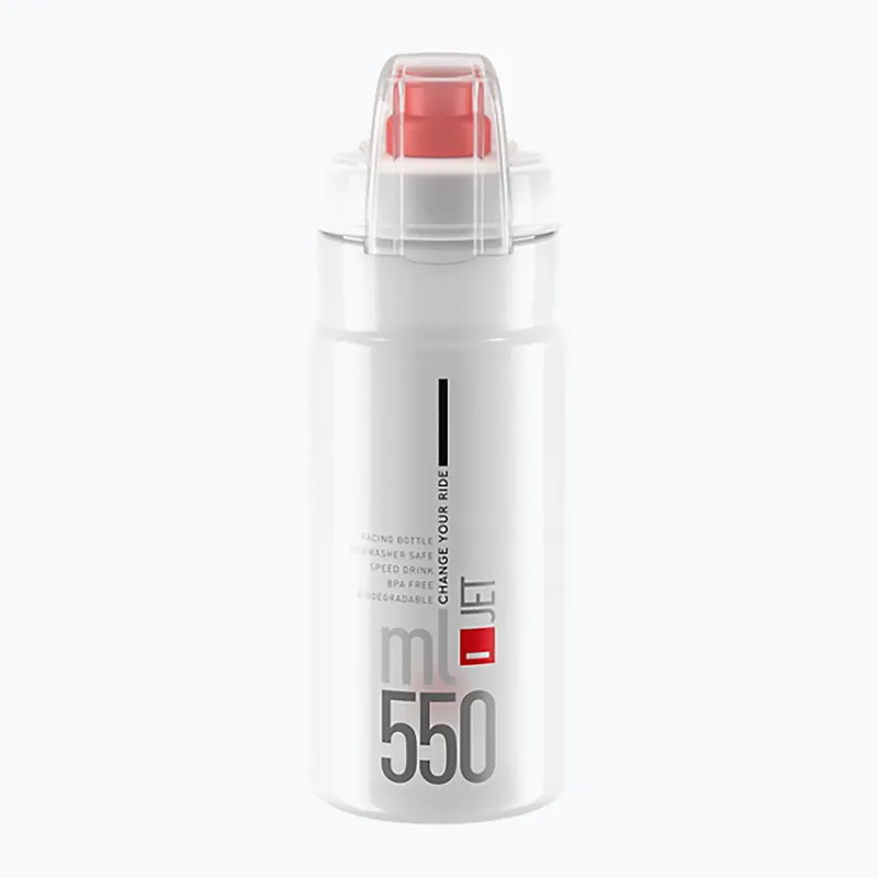 Cyklistická láhev Elite Jet Plus 550 ml clear/red logo Autentický