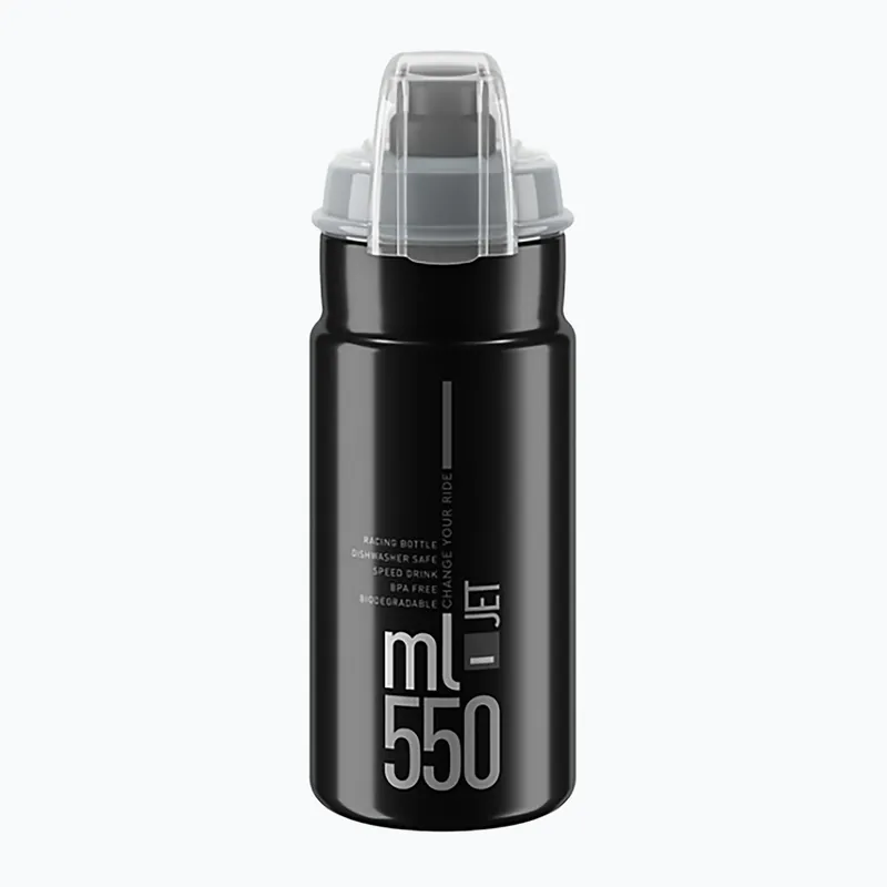 Cyklistická láhev Elite Jet Plus 550 ml black/grey logo Aktuální