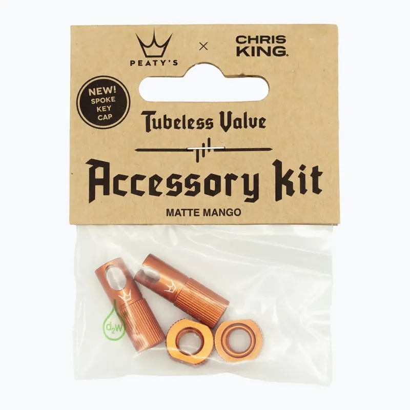 Čepička na ventil Peaty‘s X Chris King MK2 Tubeless Valves Accessory Kit mango Omezená Nabídka