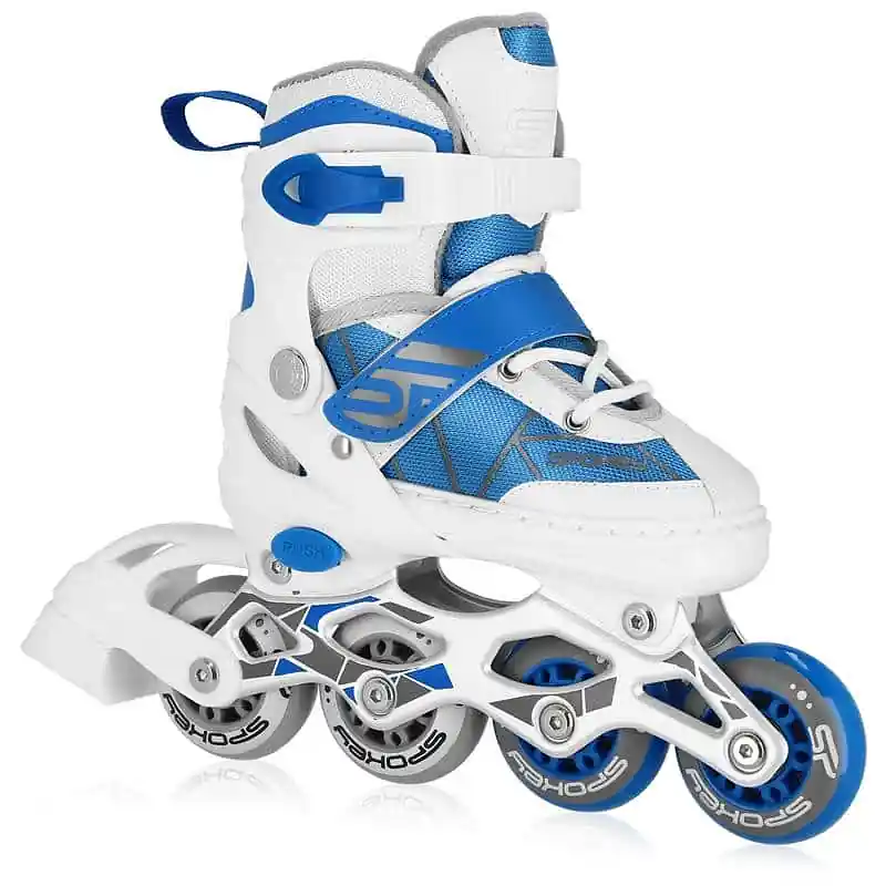 Spokey TONY Kolečkové brusle, bílo-modré, ABEC7 Carbon, vel. 30-37 Novinka
