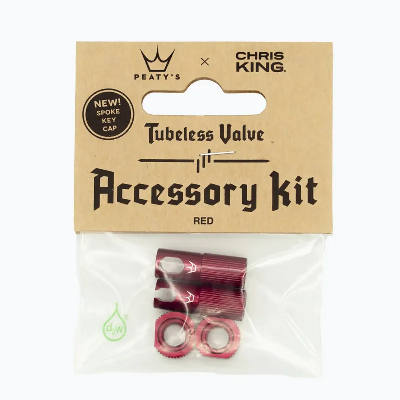 Rychlé Dodání Víčko ventilku pneumatiky Peaty‘S X Chris King Mk2 Tubeless Valves Accessory Kit červené 83804