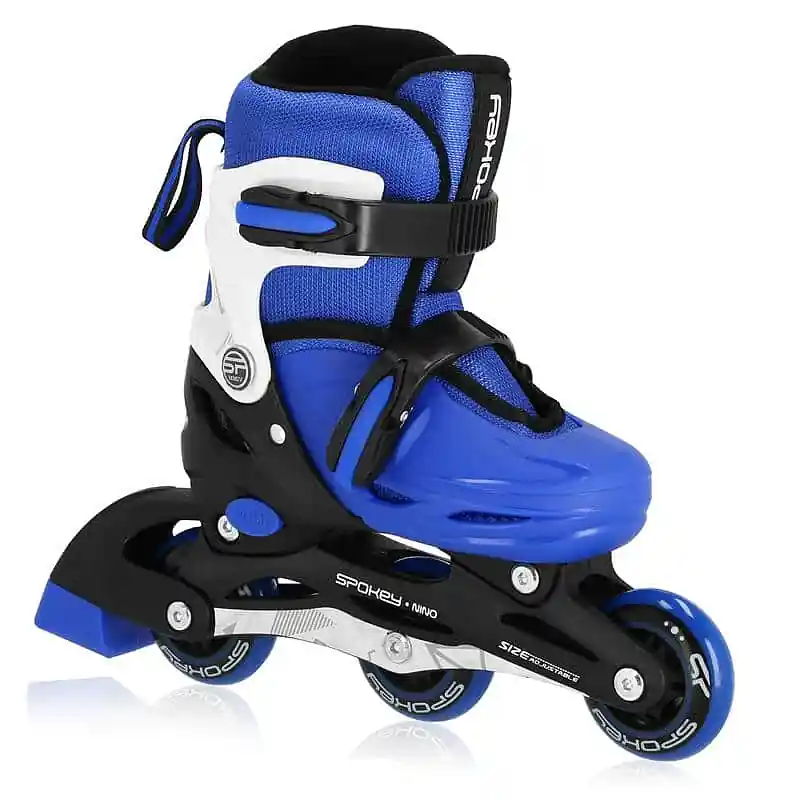 Spokey NINO Kolečkové brusle, bílo-modré, ABEC1 Carbon, vel. 31-38 Omezená Nabídka