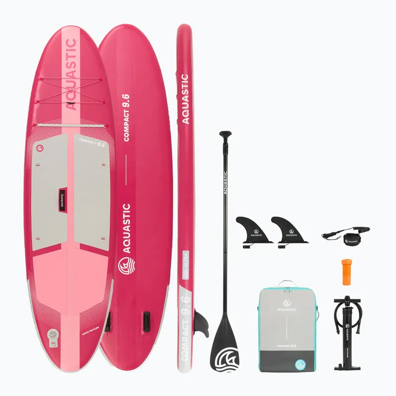 Nejprodávanější Sada paddleboard SUP nafukovací AQUASTIC Compact 9‘6" růžový