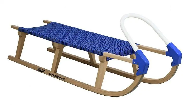 Dřevěné saně SULOV LAVINA, 125cm, plastové madlo, modro-černé Nejlepší Volba