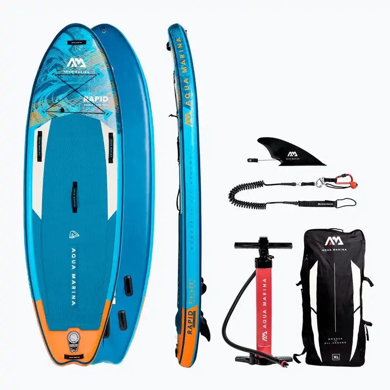 Nejprodávanější Prkno SUP Aqua Marina Rapid - iSUP na bílou vodu, 2,89 m/15 cm, s říčním vodítkem modré BT-22RP