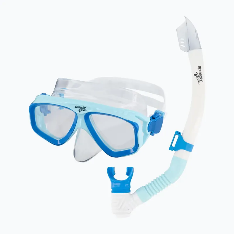 Sada na šnorchlování Speedo Adventure cool blue/clear Vysoce Kvalitní