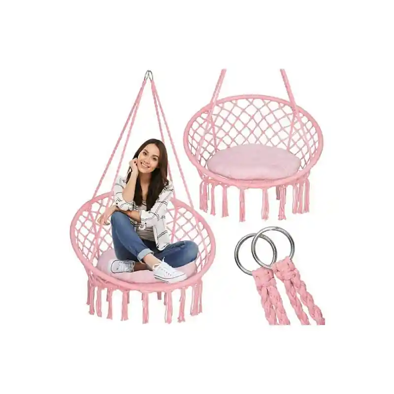Ověřený Houpací křeslo s polštářem 80 cm, růžové SPRINGOS NATALI