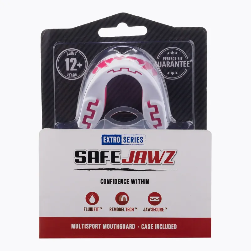 Cenově Výhodný Chránič čelistí SAFEJAWZ řady Extro bílorůžový SJFANGZPIA