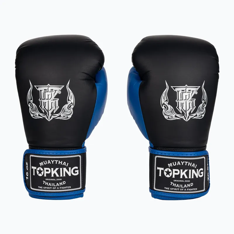 Boxerské rukavice Top King Reborn Semi Leather black/blue Výprodej