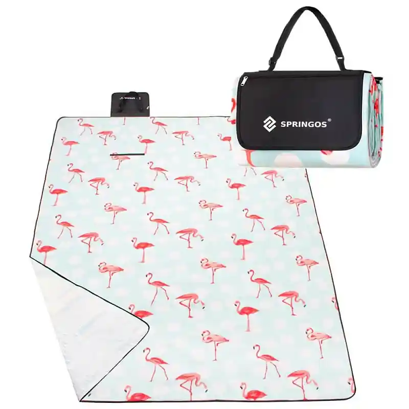 Pikniková deka 240x200 cm, plameňáci SPRINGOS FLAMINGO Dokud Zásoby Vydrží