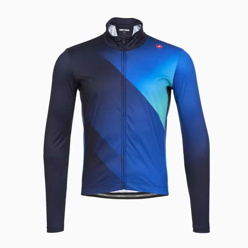 Nízká Cena Pánské cyklistické tričko Longsleeve Castelli Amplify thermal belgian blue/azzurro italia/pool blue