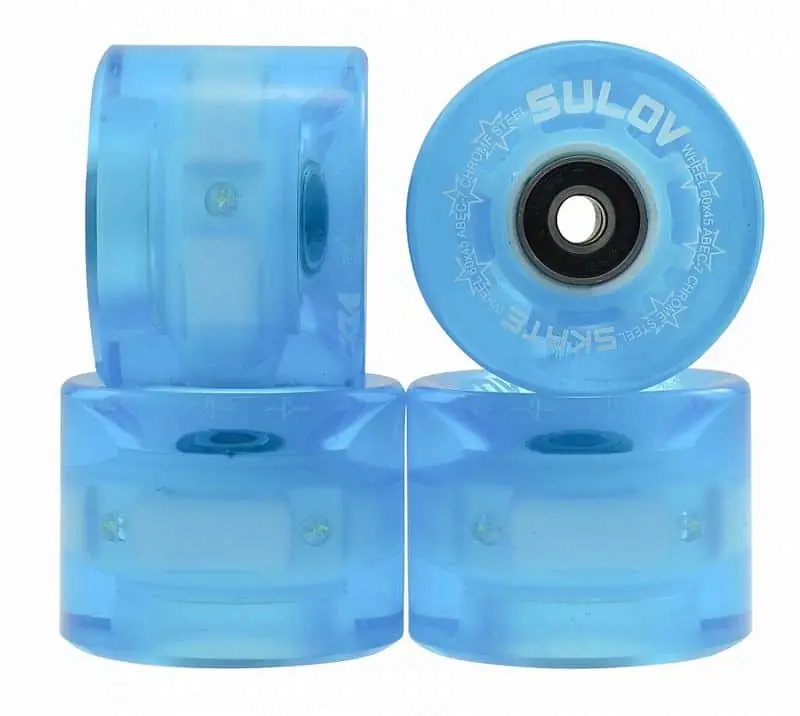 Sezónní Sleva Kolečka Penny board BLUE TRANSPARENT LIGHT 60 x 45mm 85A (sada 4ks s ložisky ABEC-7 chrome)