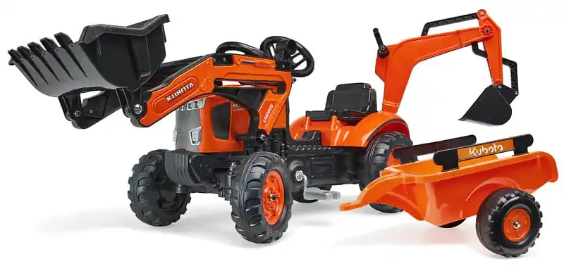 Cenově Výhodný Traktor šlapací Kubota M7171 oranžový s přední i zadní lžící
