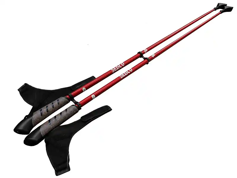 Novinka Trekingové hole NORDIC WALKING pevné jednodílné - červená, 115