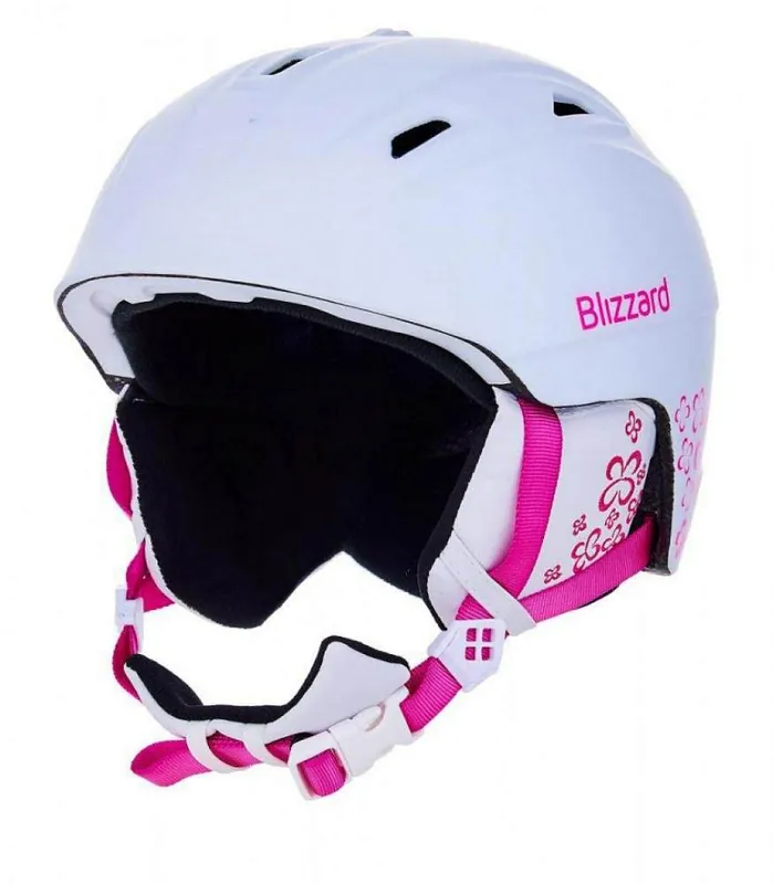 Levný Lyžařská přilba Blizzard JR DEMON 51-55 WHITE MATT/MAGENTA FLOWERS - bílá