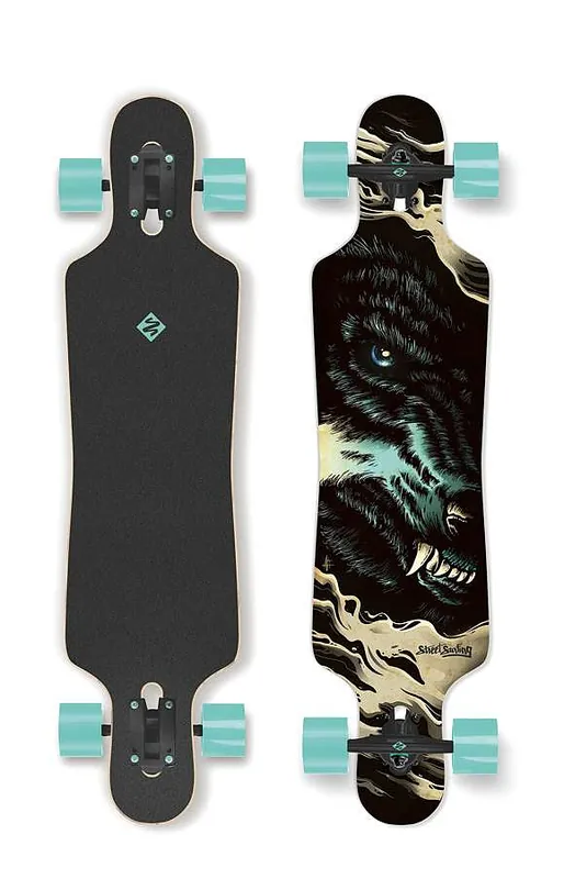Longboard Street Surfing FREERIDE 39” CURVE Wolf - artist series Autentický