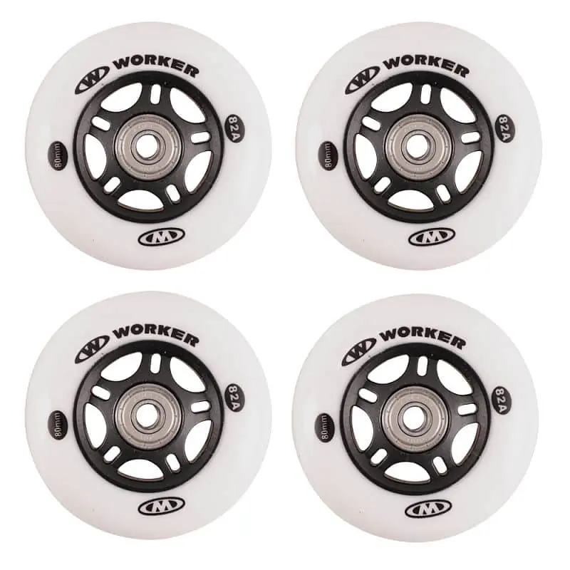 Značkový In-line kolečka WORKER 80mm a ložiska ABEC-7 chrome - Set 4 ks