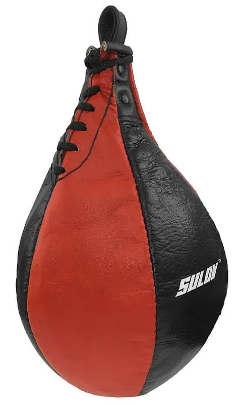 Značkový Boxovací hruška SPLIT SULOV®, štípaná kůže černo-červená