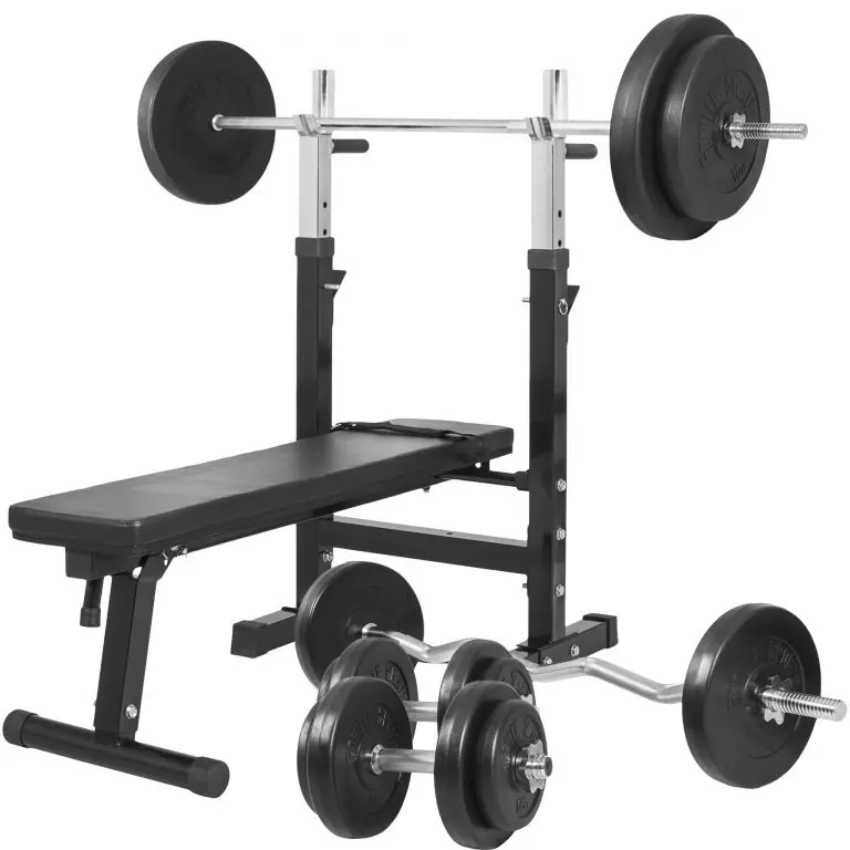 Super Cena Gorilla Sports Posilovací lavice + nakládací set 100 kg