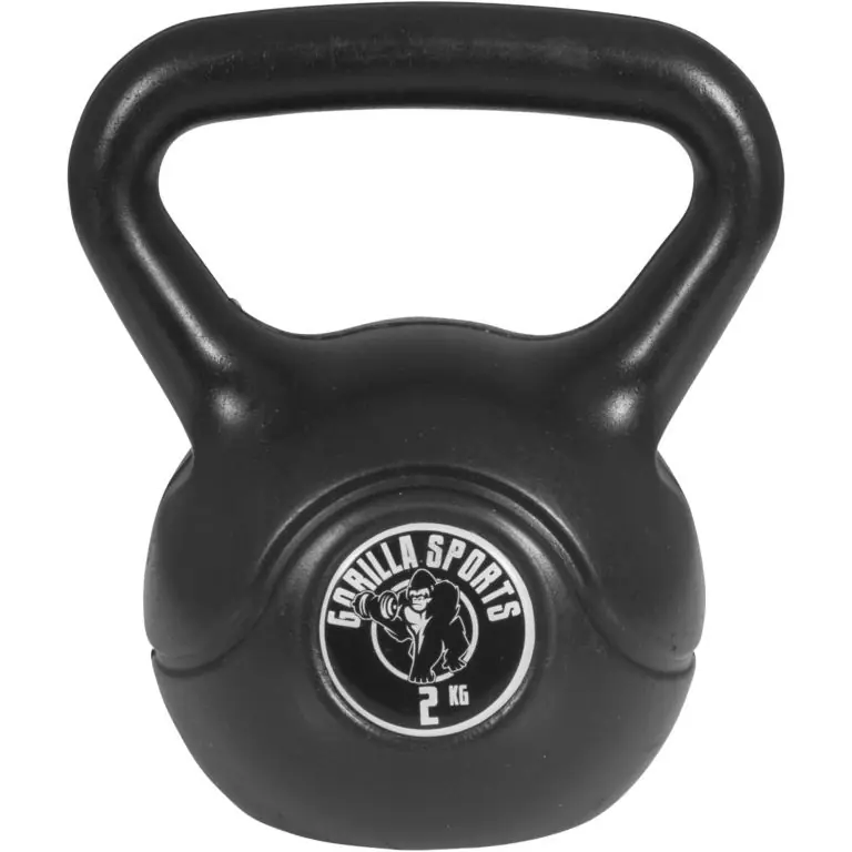 Gorilla Sports kettlebell činka, plast, černá, 2 kg Omezená Nabídka
