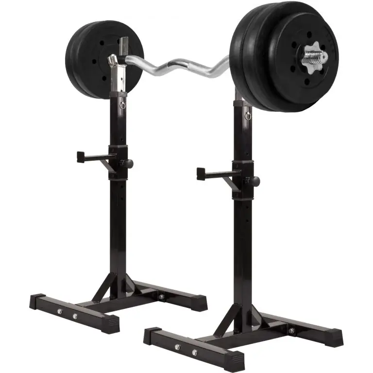 Rychlé Dodání Gorilla Sports Stojan s EZ tyčí + plastovým závažím 35 kg