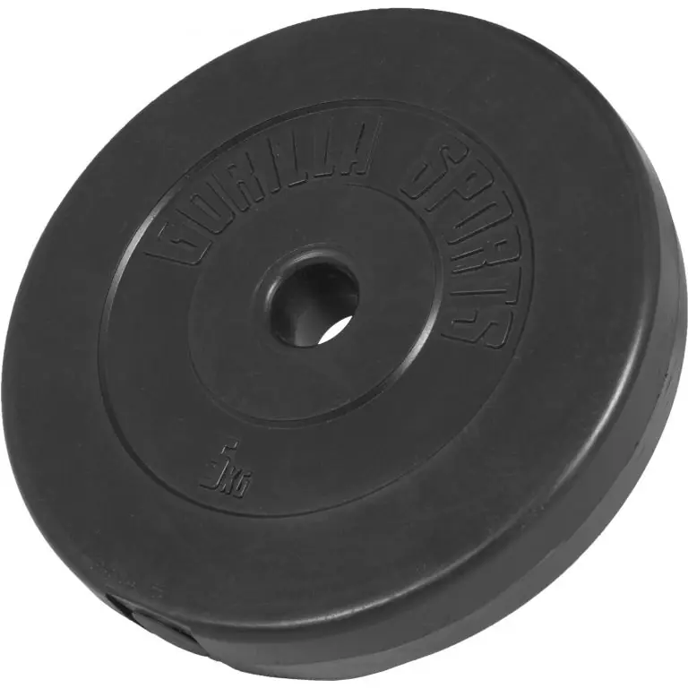 Gorilla Sports Činkový kotouč z plastu, výplň cement, 5 kg Finální Výprodej