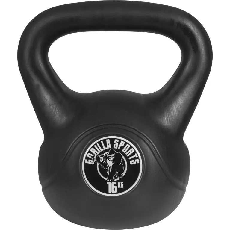 Časově Omezené Gorilla Sports kettlebell činka, plast, černá, 16 kg