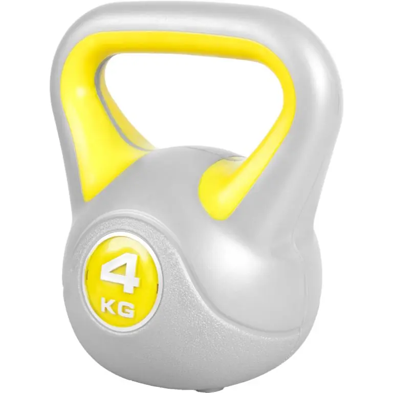 Gorilla Sports Kettlebell činka, vinylová, žlutá, 4 kg Značkový
