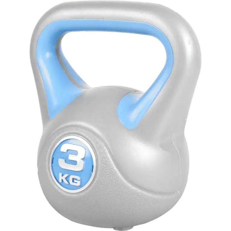 Akční Cena Gorilla Sports Kettlebell činka, vinylová, tyrkysová, 3 kg