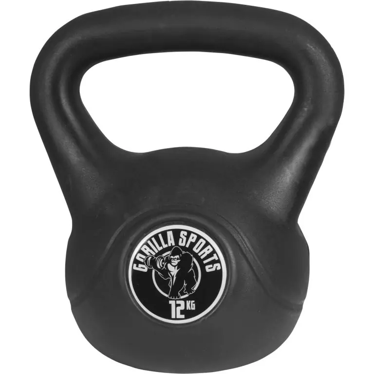 Gorilla Sports kettlebell činka, plast, černá, 12 kg Vrácení Zdarma
