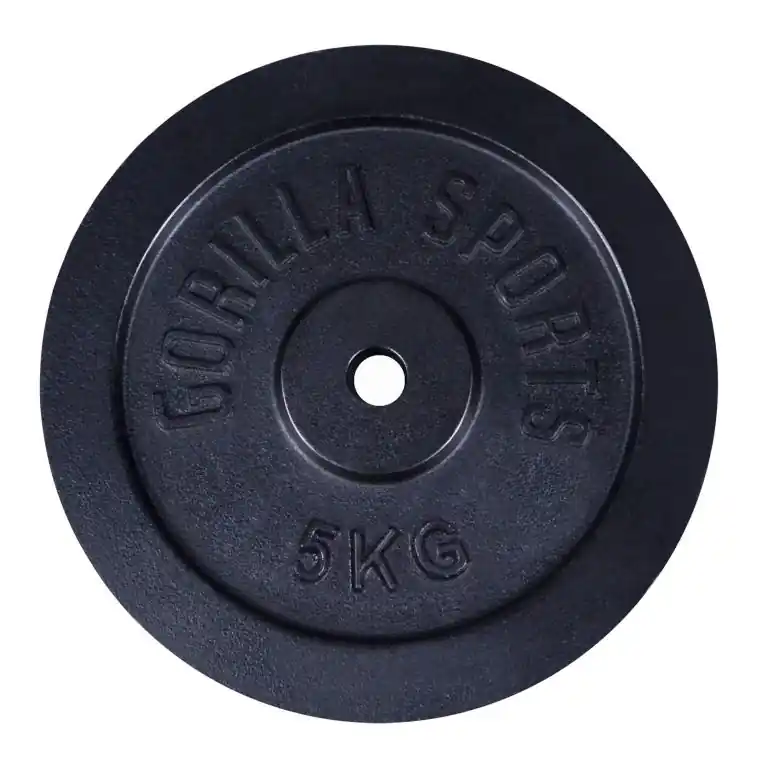 Gorilla Sports Litinový zátěžový kotouč, černá, 5 kg Oblíbený