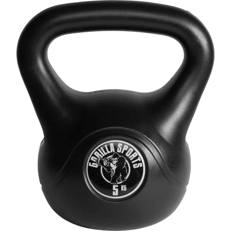Cenová Bomba Gorilla Sports kettlebell činka, plast, černá, 5 kg