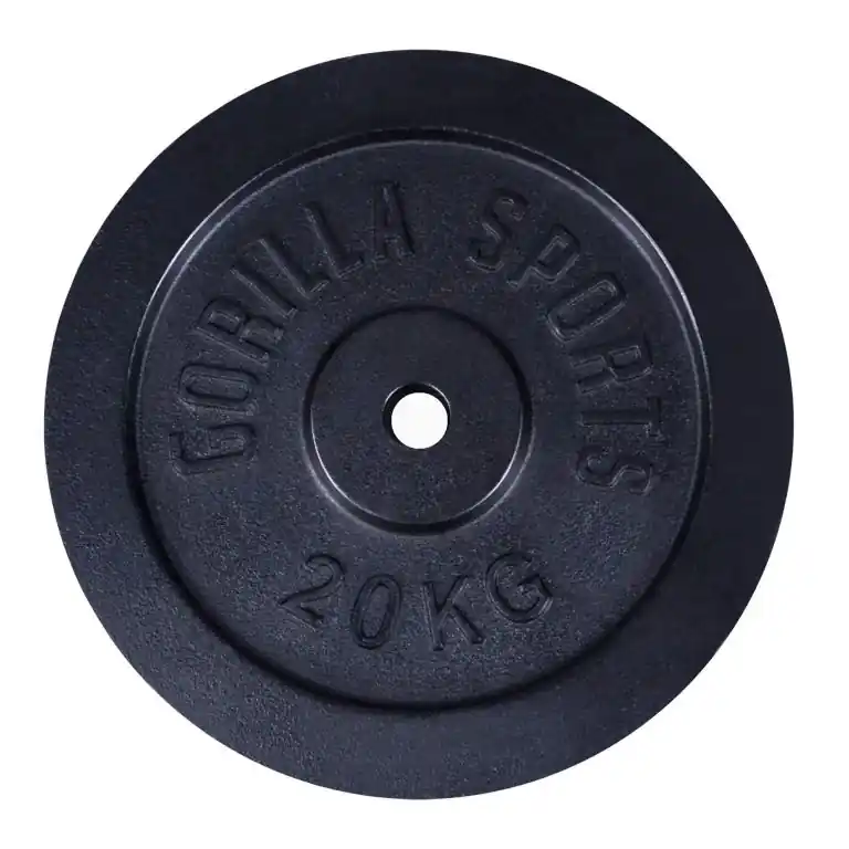 Gorilla Sports Litinový zátěžový kotouč, černá, 20 kg Zlevněný