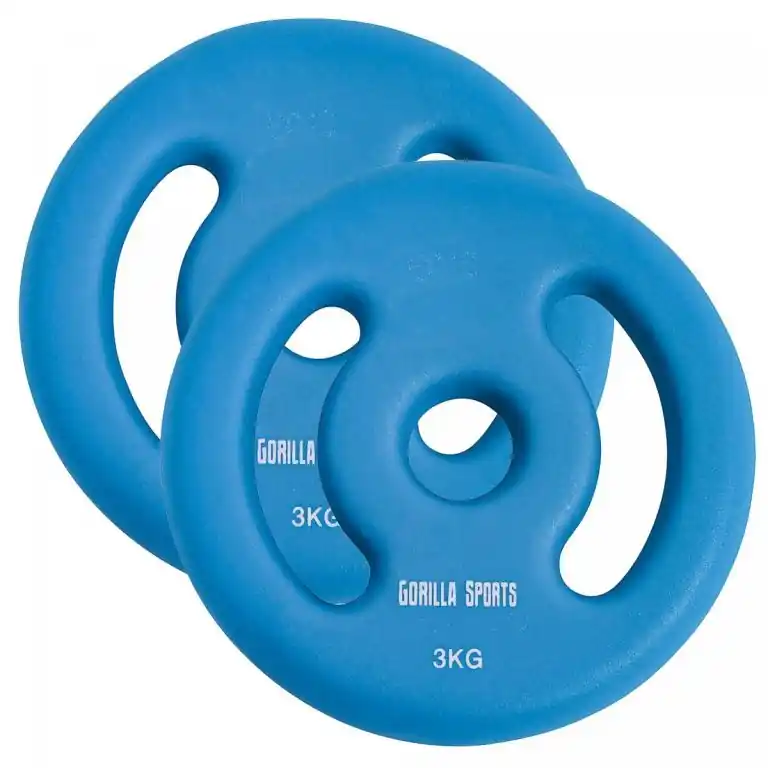 Výhodná Nabídka Gorilla Sports Sada zátěžových kotoučů 2 x 3 kg, sv. modrá