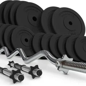 PHYSIONIC Vzpěračský set se závažím, hvězdicové zámky, 76 kg Nejlepší Cena