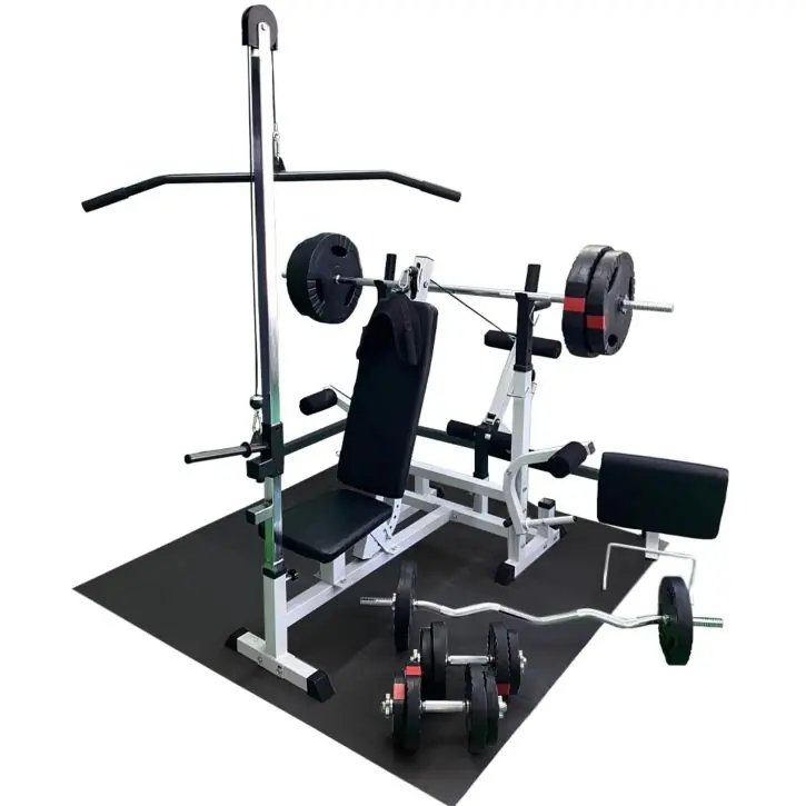 Gorilla Sports Lavice, kladka + nakládací set 100 kg, černá Cenově Výhodný