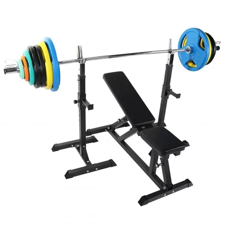 Bezpečná Platba Gorilla Sports Posilovací lavice + nakládací set 127,5 kg