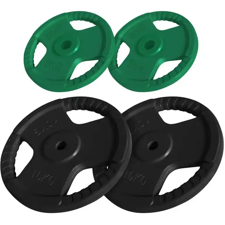 Nízká Cena Gorilla Sports Sada zátěžových desek, 2 x 5 kg + 2 x 10 kg