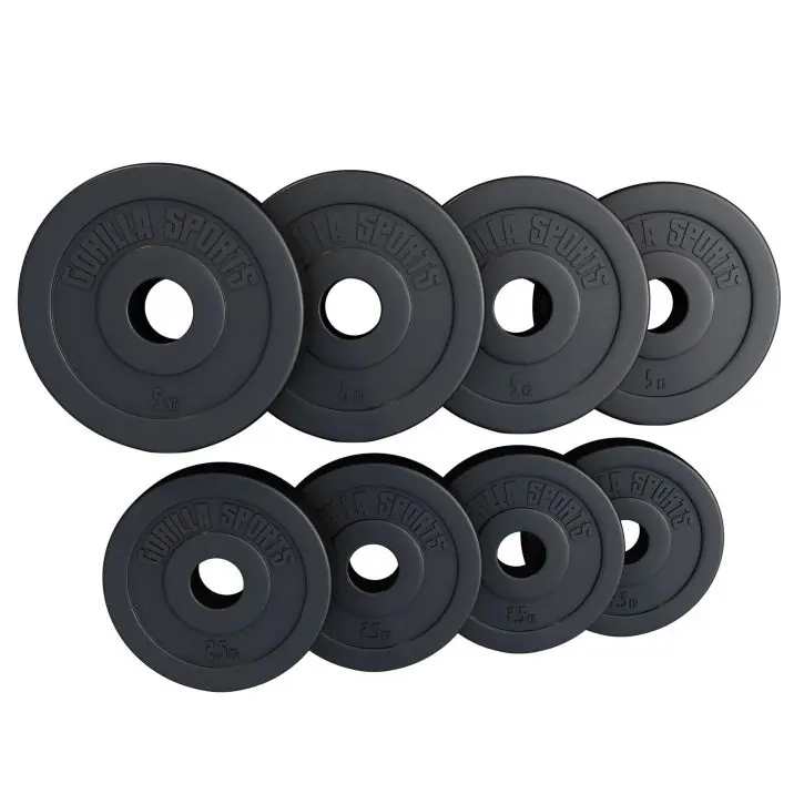 Sezónní Sleva Gorilla Sports Sada zátěžových desek 4 x 5 kg + 4 x 2,5 kg