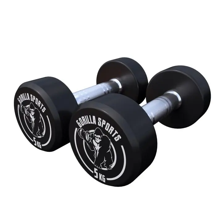 Sleva Gorilla Sports Kulaté jednoruční činky, gumové, 2 x 5 kg